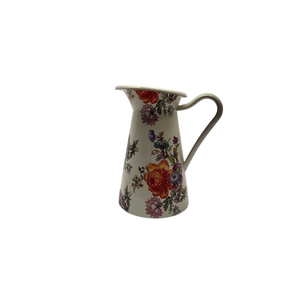 MacKenzie-Childs Flower Market White Enamel Pitcher Floral 6997TW20120